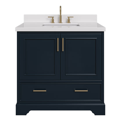 Langford 36-inch Midnight Blue bathroom vanity on white back ground front view main image