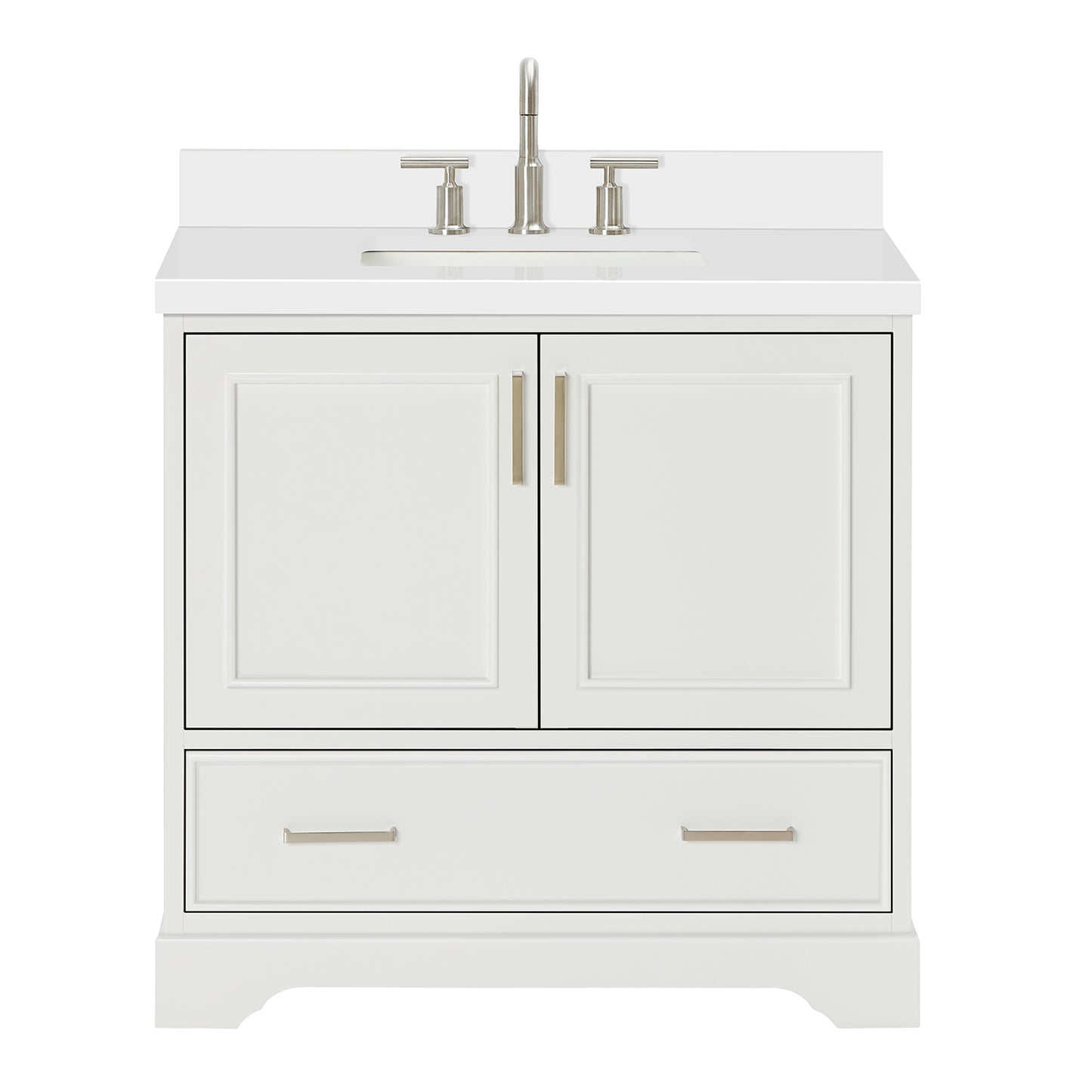 Langford 36-inch White bathroom vanity on white back ground front view main image