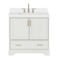 Langford 36-inch White bathroom vanity on white back ground front view main image