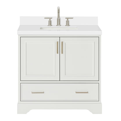 Langford 36-inch White bathroom vanity on white back ground front view main image
