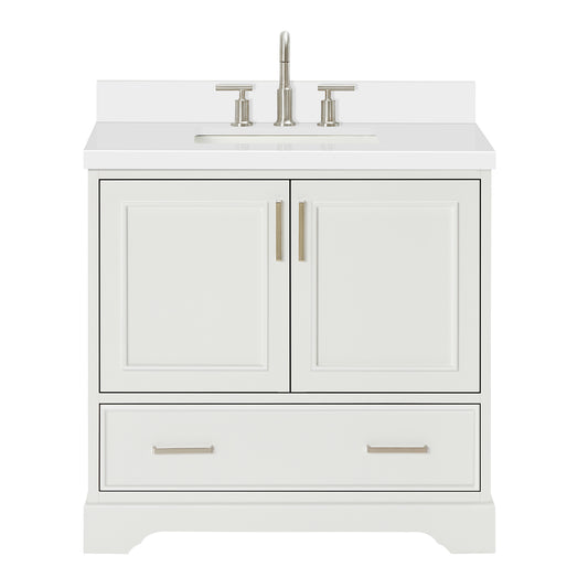 Langford 36-inch White bathroom vanity on white back ground front view main image
