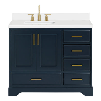 Langford 42-inch Midnight Blue bathroom vanity on white back ground front view main image