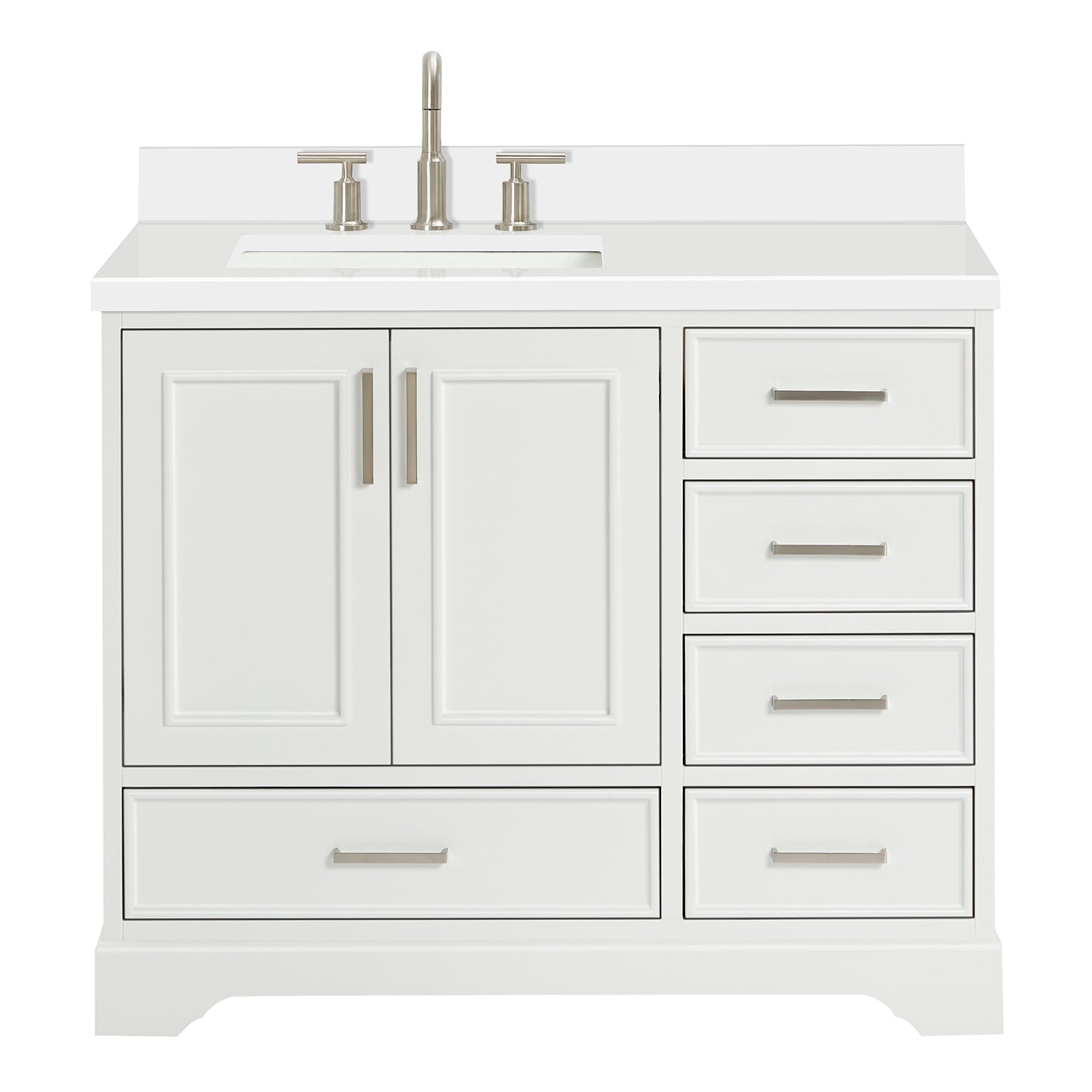 Langford 42-inch White bathroom vanity on white back ground front view main image