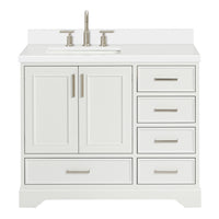 Langford 42-inch White bathroom vanity on white back ground front view main image