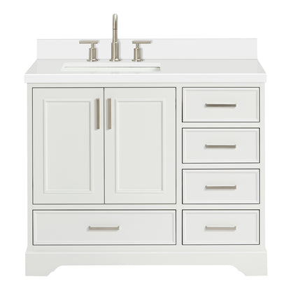 Langford 42-inch White bathroom vanity on white back ground front view main image
