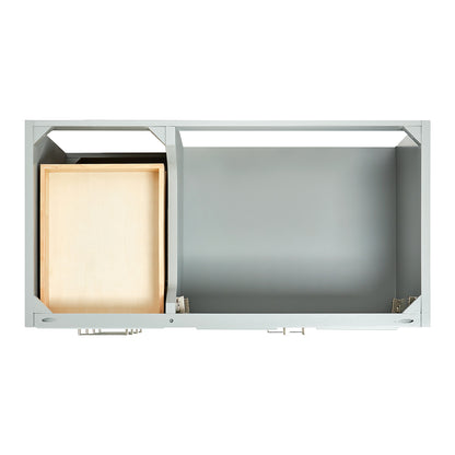 Langford 42-inch Grey bathroom vanity on white back ground top down