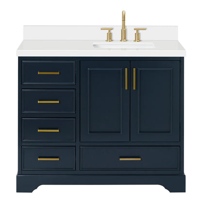 Langford 42-inch Midnight Blue bathroom vanity on white back ground front view main image