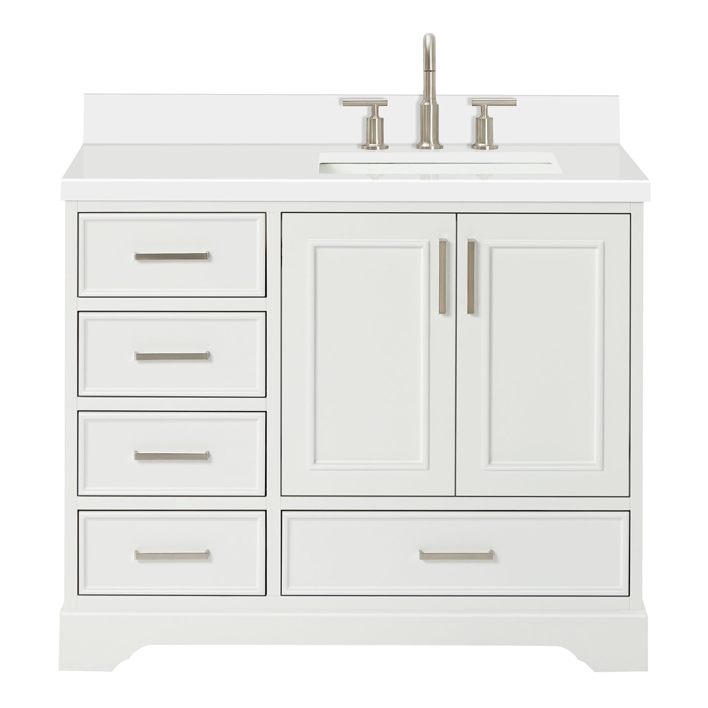 Langford 42-inch White bathroom vanity on white back ground front view main image