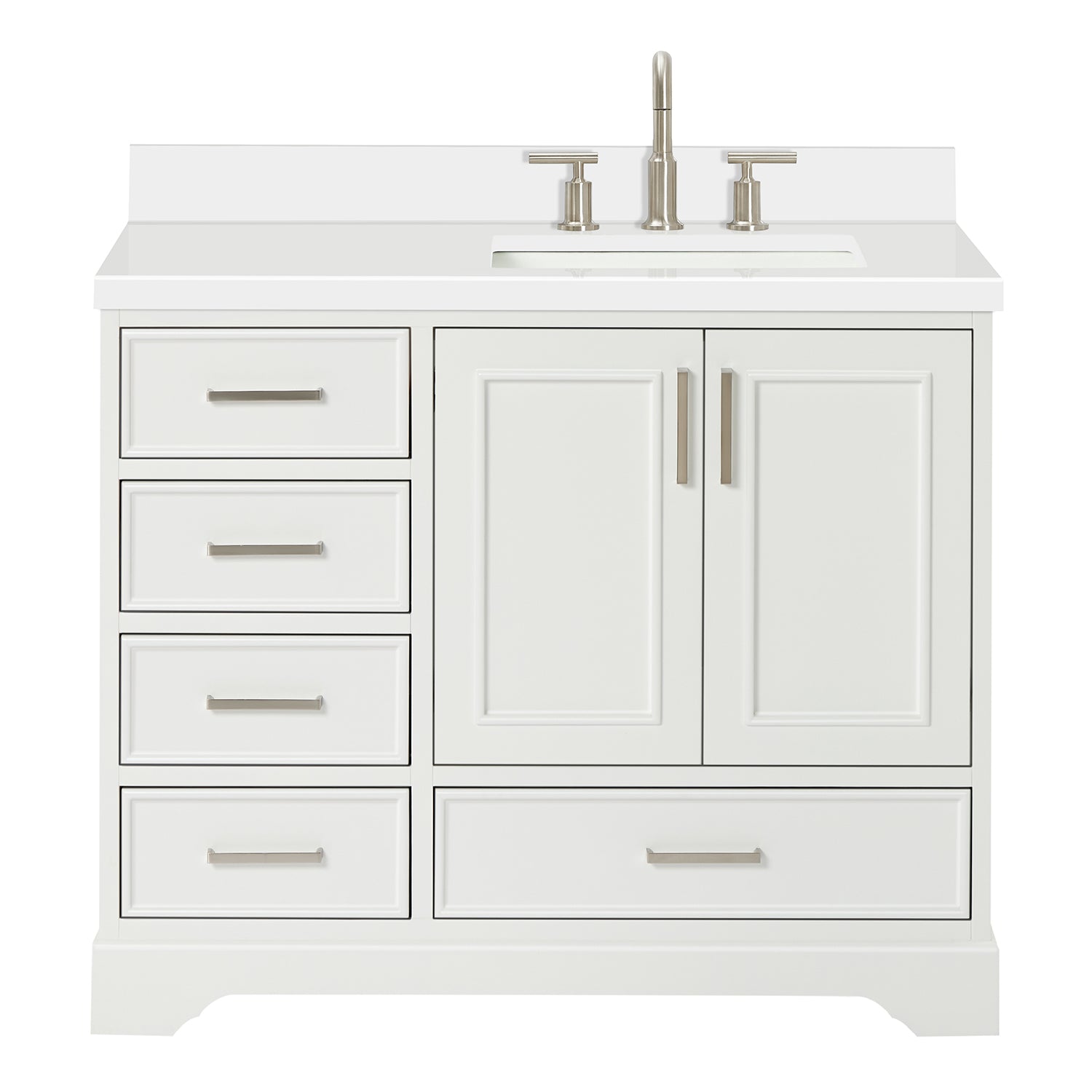 Langford 42-inch White bathroom vanity on white back ground front view main image