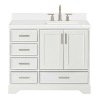 Langford 42-inch White bathroom vanity on white back ground front view main image