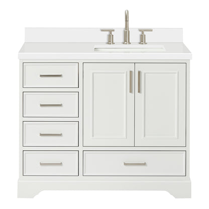 Langford 42-inch White bathroom vanity on white back ground front view main image