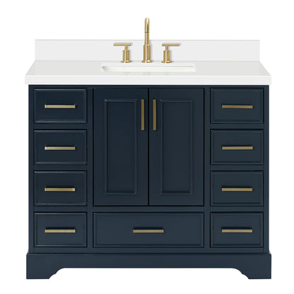 Langford 42-inch Midnight Blue bathroom vanity on white back ground front view main image