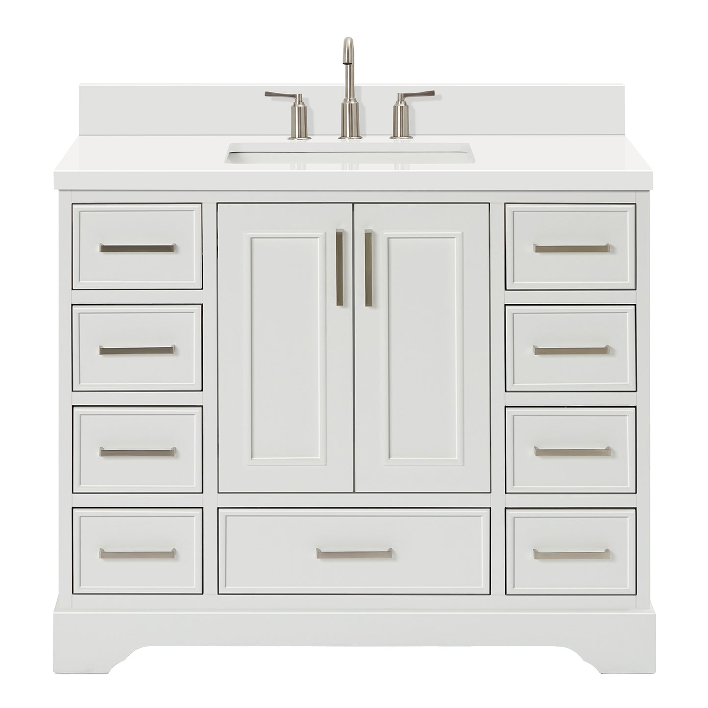 Langford 42-inch White bathroom vanity on white back ground front view main image