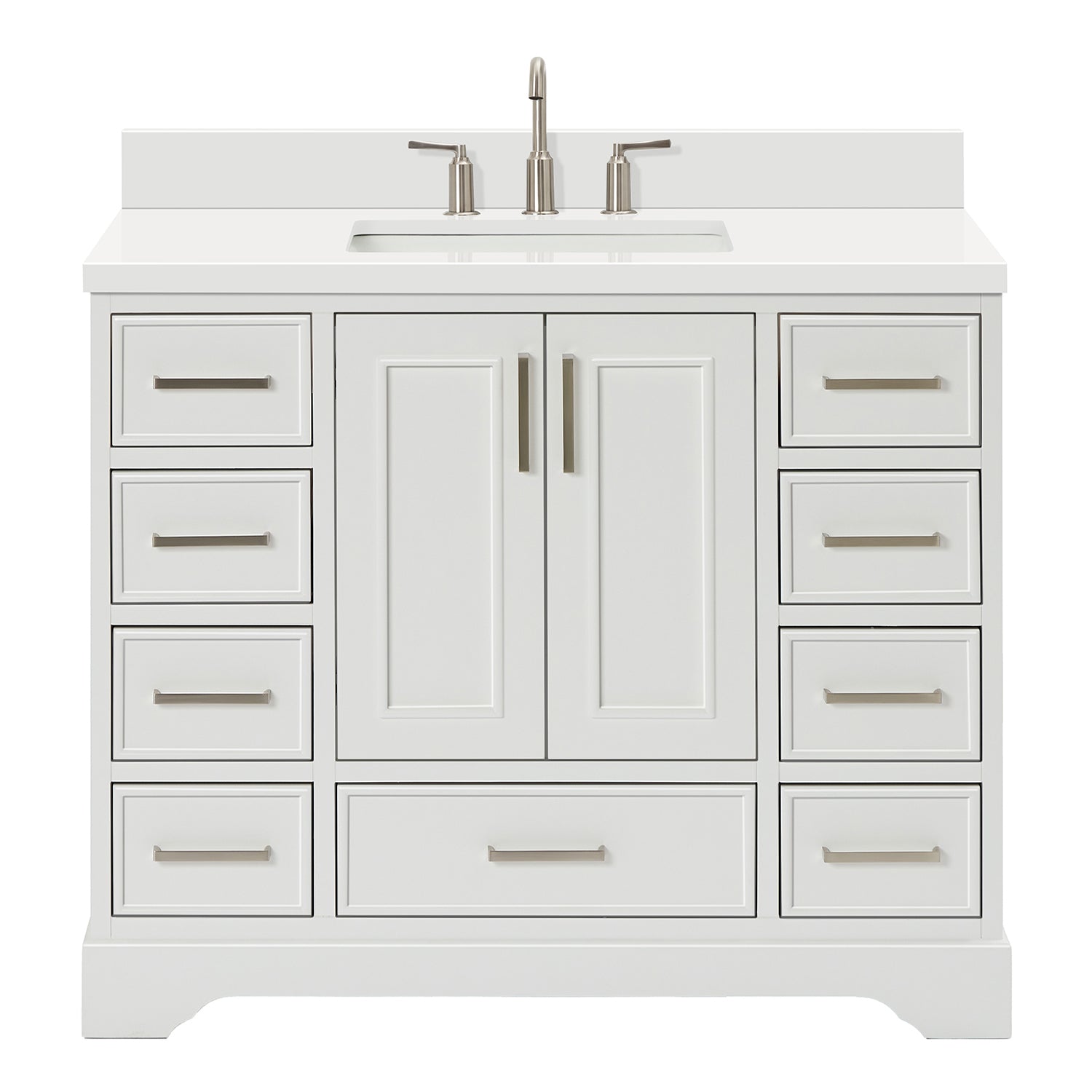 Langford 42-inch White bathroom vanity on white back ground front view main image