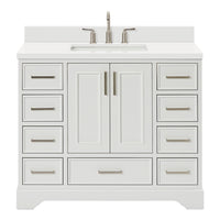 Langford 42-inch White bathroom vanity on white back ground front view main image
