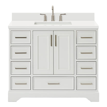 Langford 42-inch White bathroom vanity on white back ground front view main image