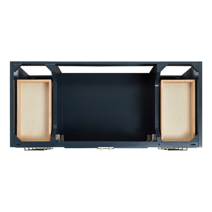 Langford 48-inch Midnight Blue bathroom vanity on white back ground top down