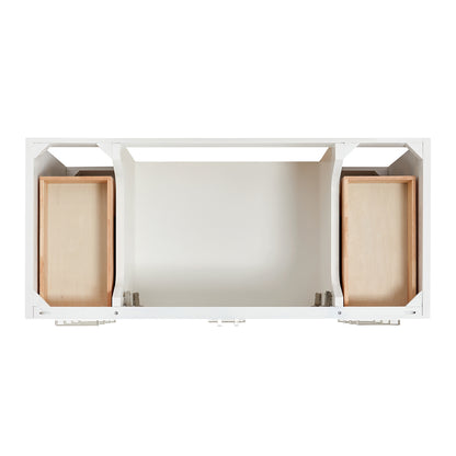 Langford 48-inch White bathroom vanity on white back ground top down