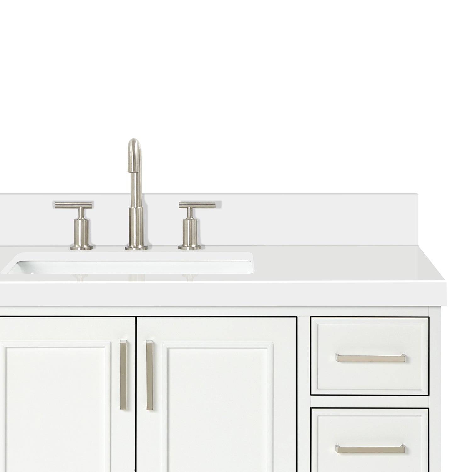 Langford 48-inch White bathroom vanity on detail 2