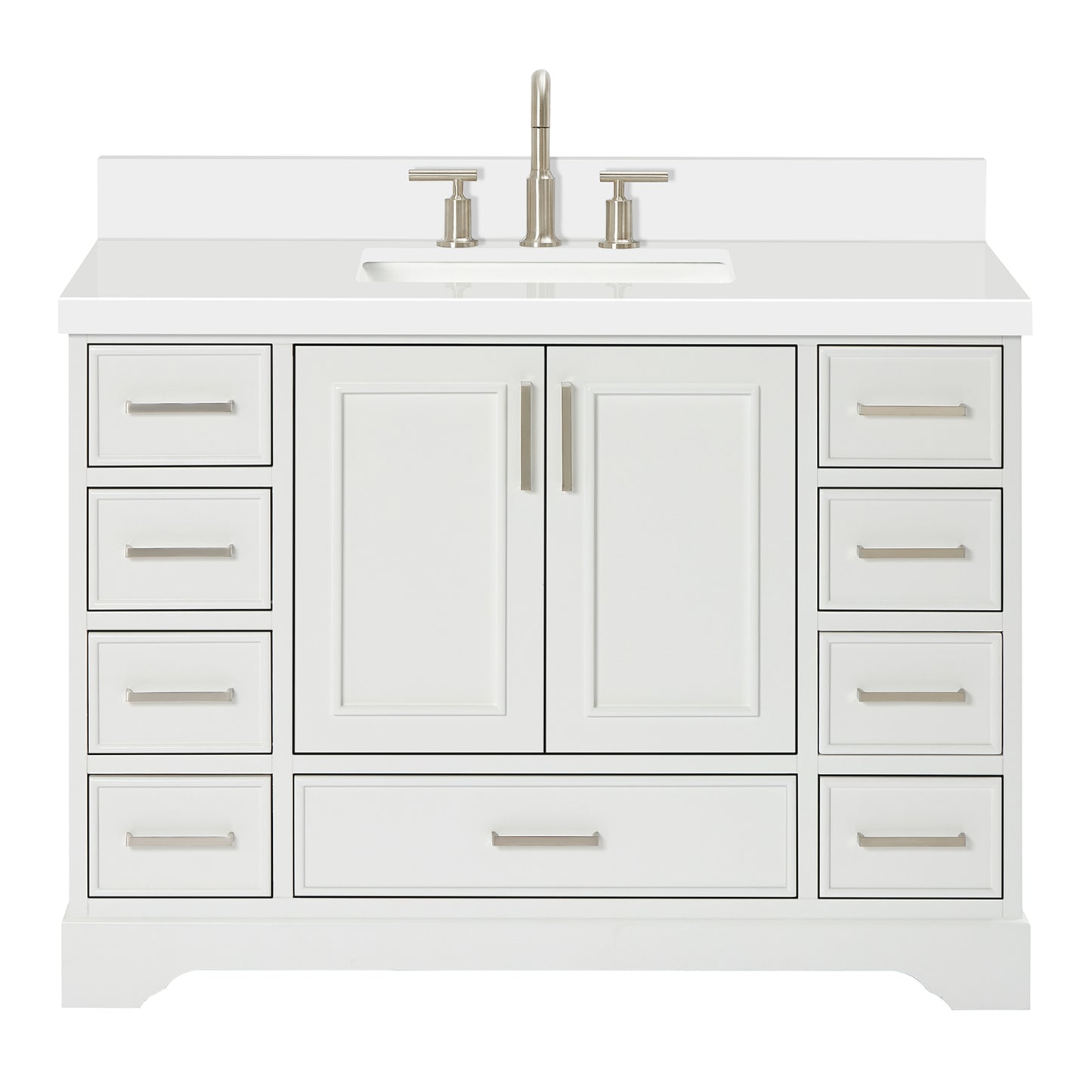 Langford 48-inch White bathroom vanity on white back ground front view main image