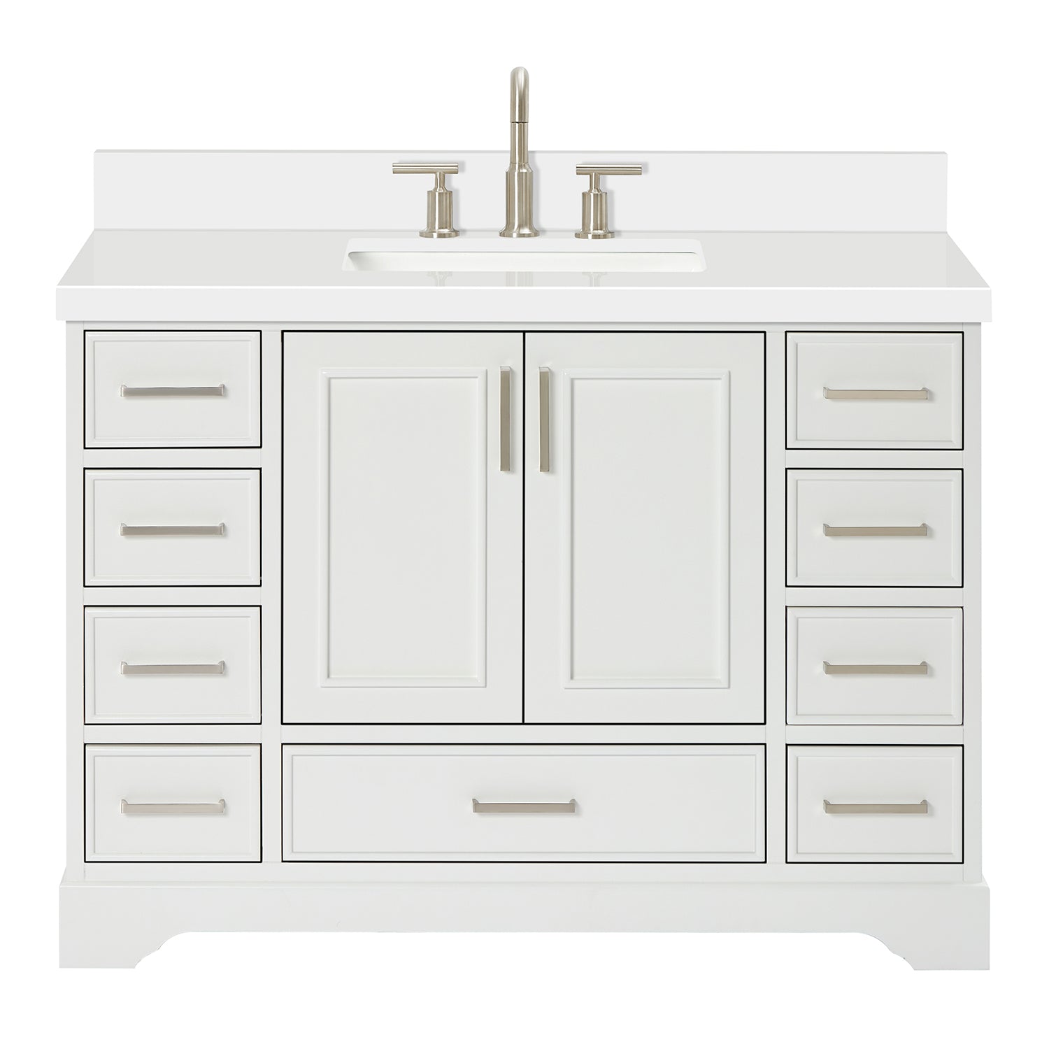 Langford 48-inch White bathroom vanity on white back ground front view main image