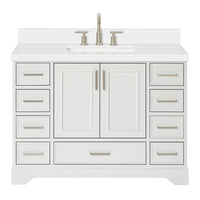 Langford 48-inch White bathroom vanity on white back ground front view main image