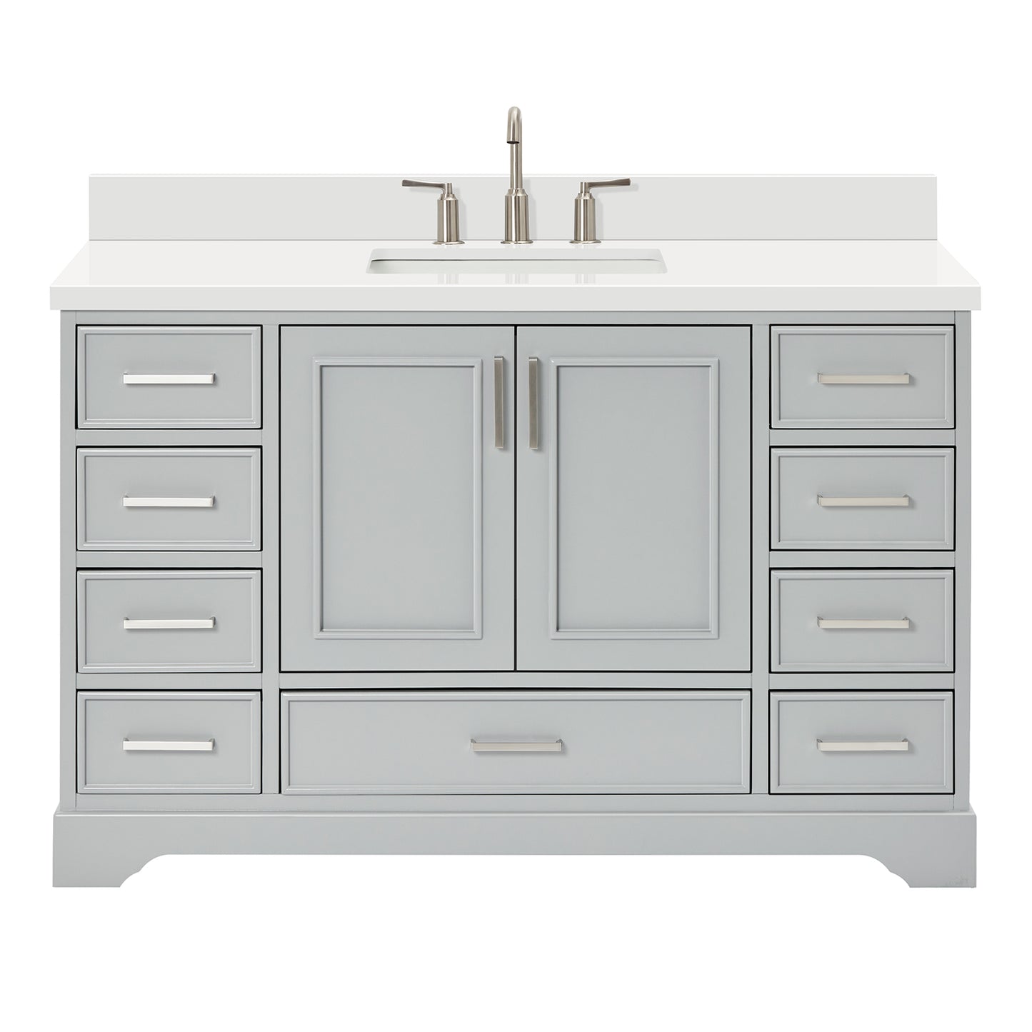Langford 54-inch Grey bathroom vanity on white back ground front view main image