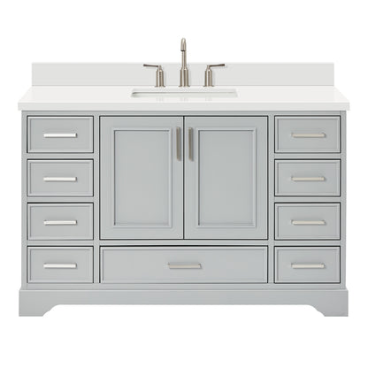 Langford 54-inch Grey bathroom vanity on white back ground front view main image
