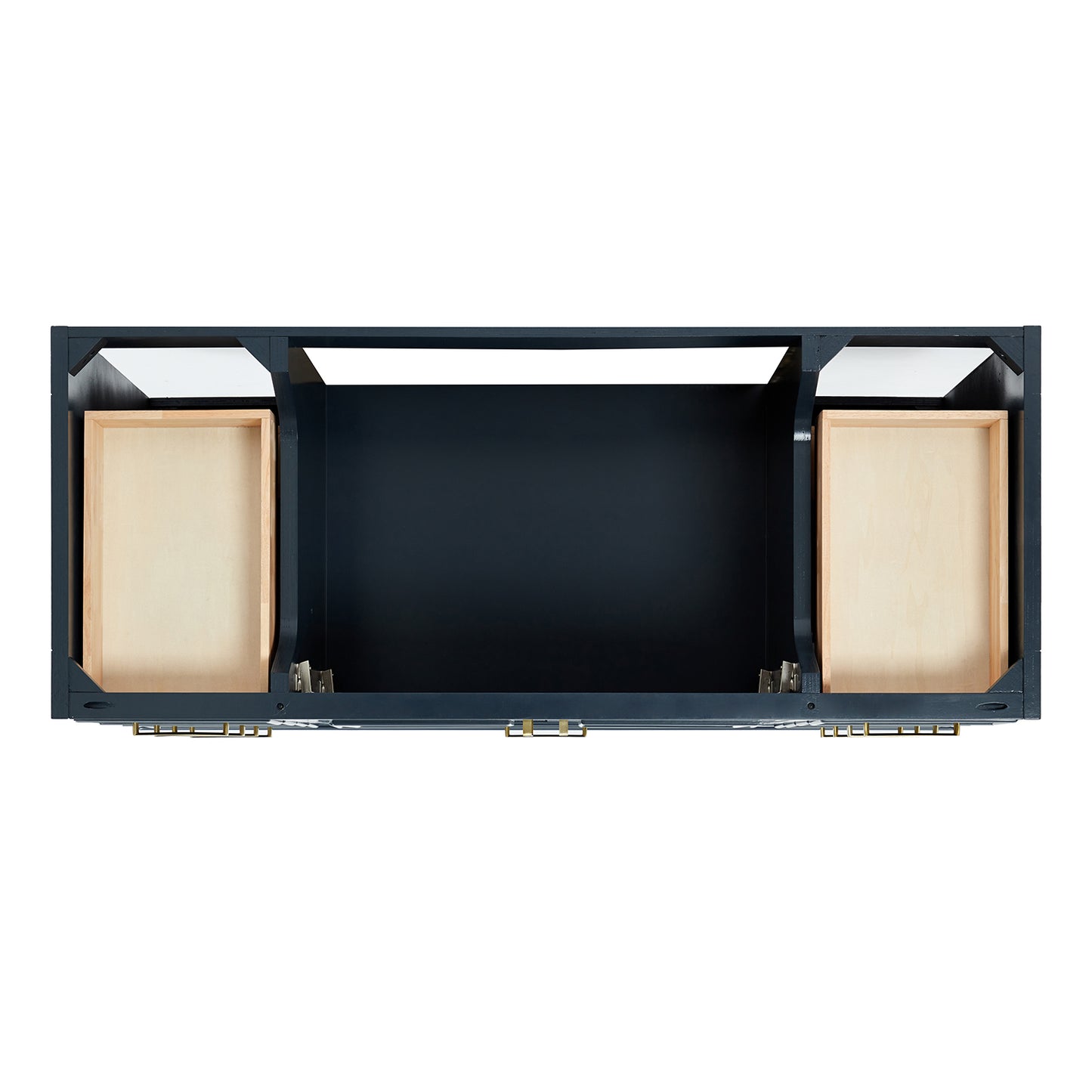 Langford 54-inch Midnight Blue bathroom vanity on white back ground top down