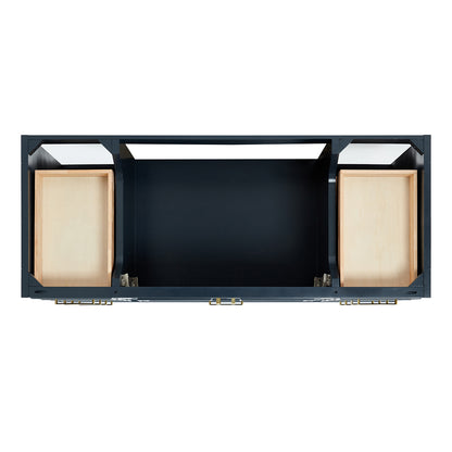 Langford 54-inch Midnight Blue bathroom vanity on white back ground top down