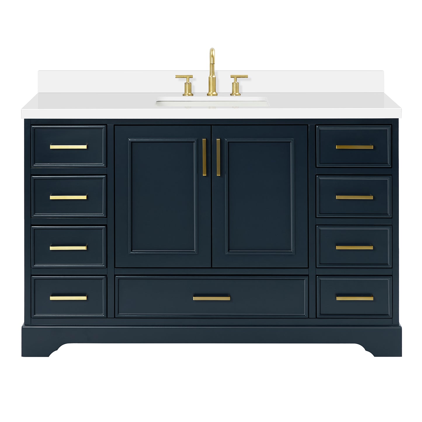 Langford 54-inch Midnight Blue bathroom vanity on white back ground front view main image