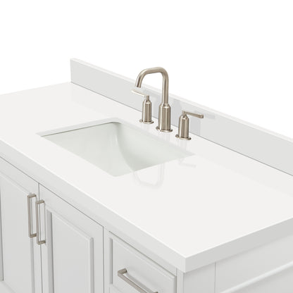 Langford 54-inch White bathroom vanity on detail 2