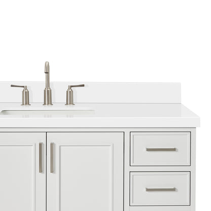 Langford 54-inch White bathroom vanity on detail 3