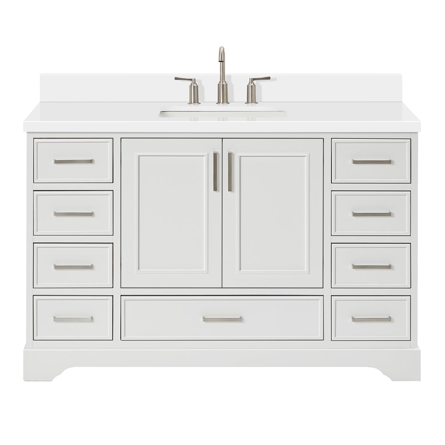 Langford 54-inch White bathroom vanity on white back ground front view main image