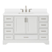 Langford 54-inch White bathroom vanity on white back ground front view main image