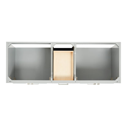 Langford 60-inch Grey bathroom vanity on white back ground top down