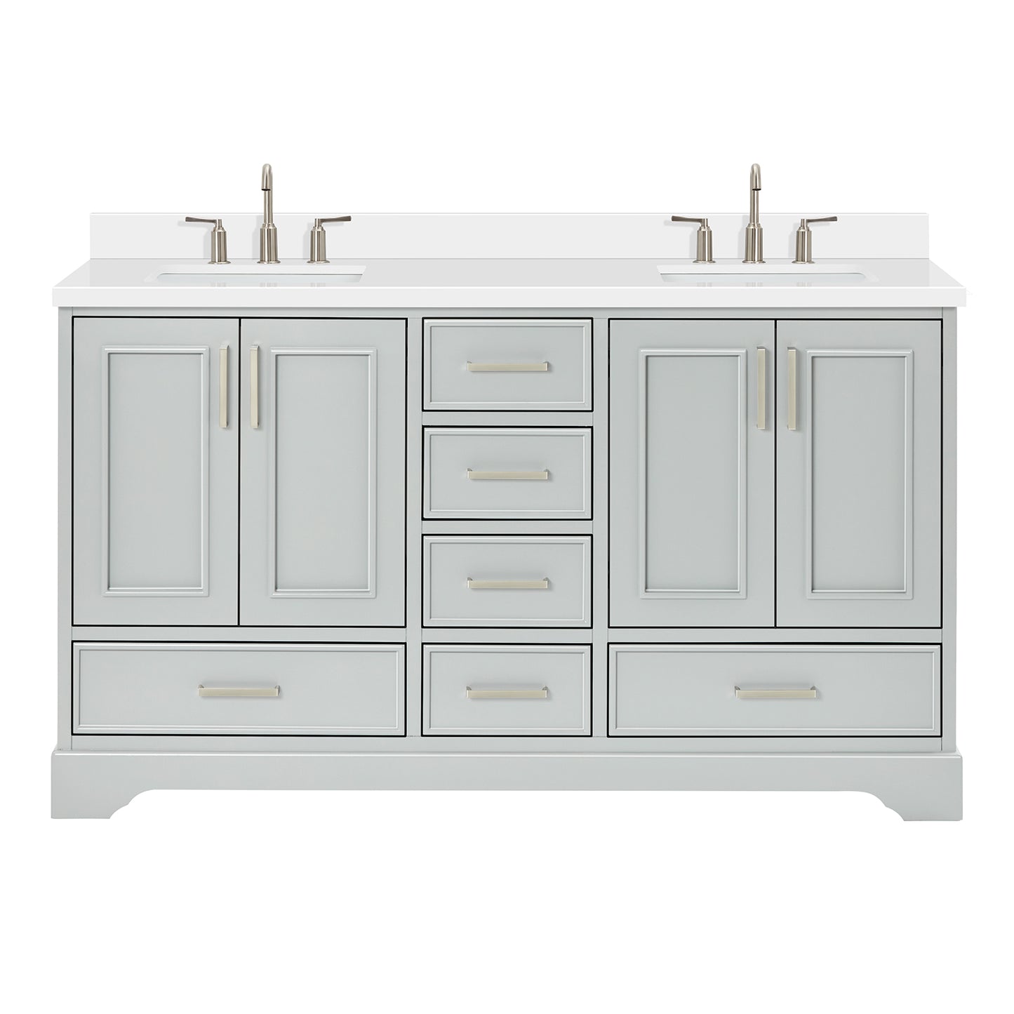 Langford 60-inch Grey bathroom vanity on white back ground front view main image