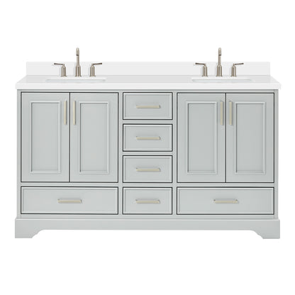 Langford 60-inch Grey bathroom vanity on white back ground front view main image