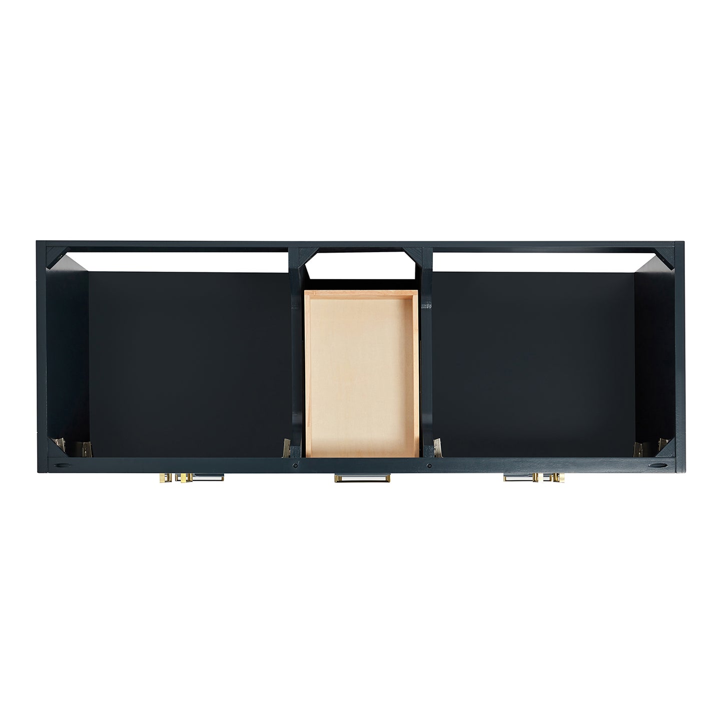 Langford 60-inch Midnight Blue bathroom vanity on white back ground top down