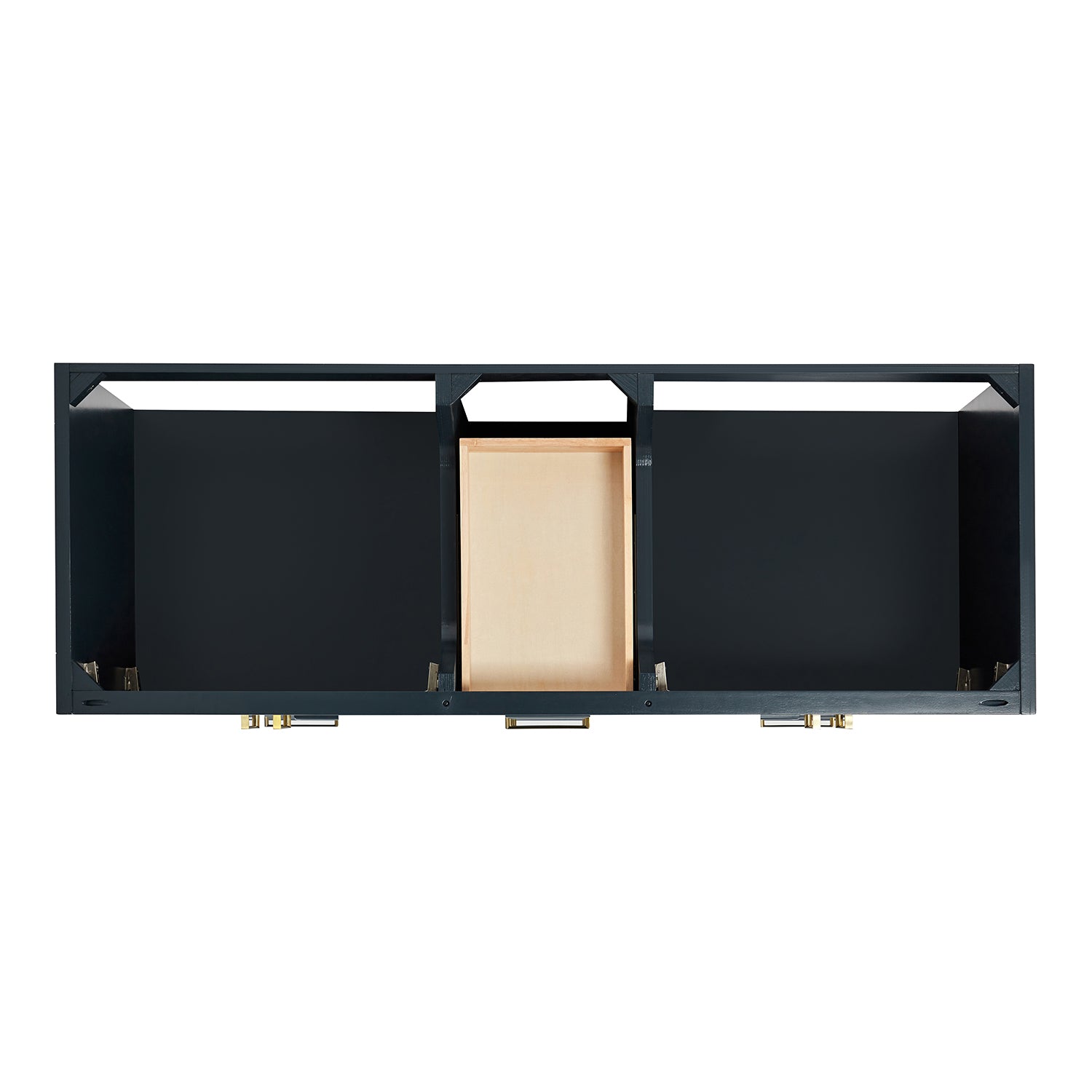 Langford 60-inch Midnight Blue bathroom vanity on white back ground top down