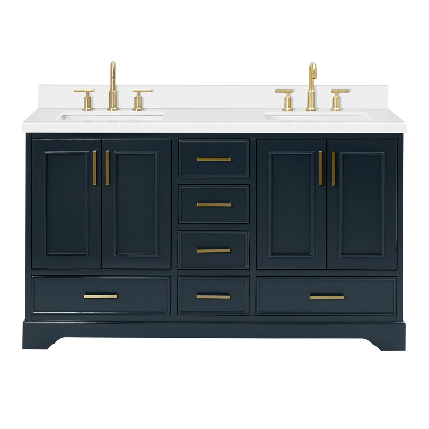 Langford 60-inch Midnight Blue bathroom vanity on white back ground front view main image
