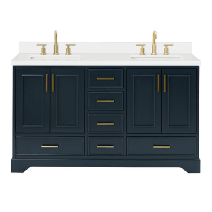 Langford 60-inch Midnight Blue bathroom vanity on white back ground front view main image