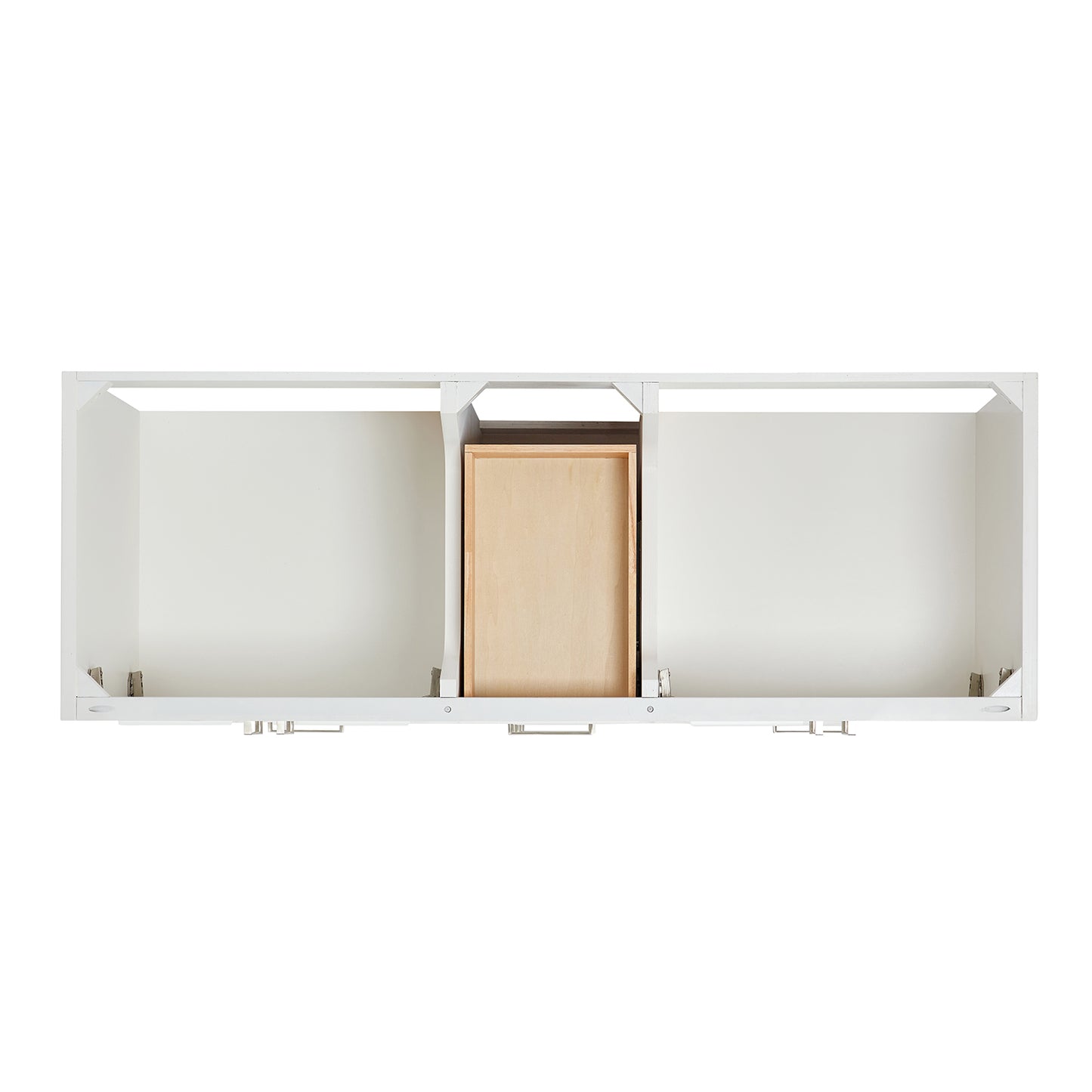 Langford 60-inch White bathroom vanity on white back ground top down