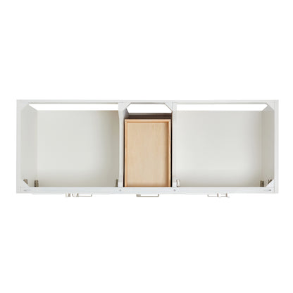 Langford 60-inch White bathroom vanity on white back ground top down