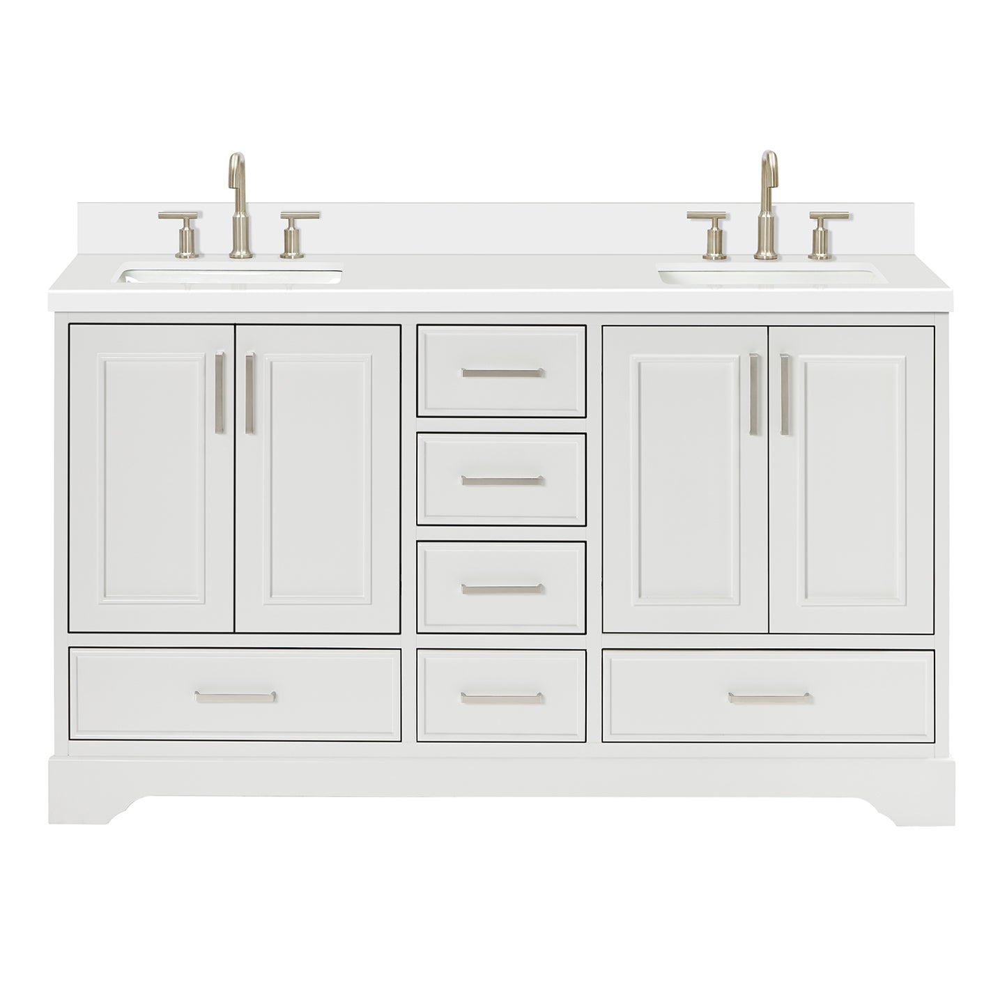 Langford 60-inch White bathroom vanity on white back ground front view main image