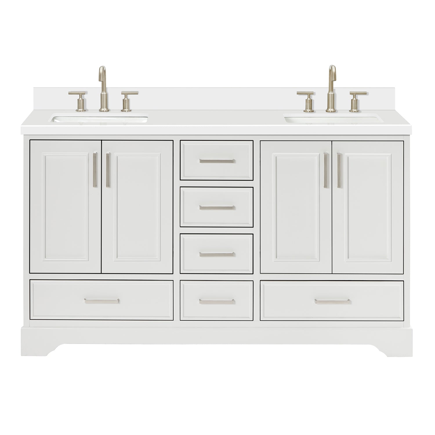 Langford 60-inch White bathroom vanity on white back ground front view main image