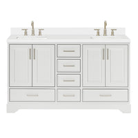 Langford 60-inch White bathroom vanity on white back ground front view main image