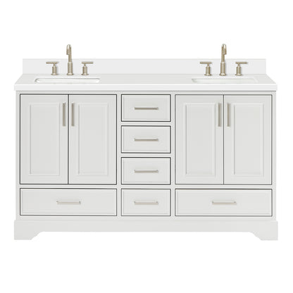 Langford 60-inch White bathroom vanity on white back ground front view main image