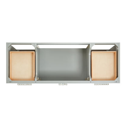 Langford 60-inch Grey bathroom vanity on white back ground top down