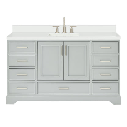 Langford 60-inch Grey bathroom vanity on white back ground front view main image